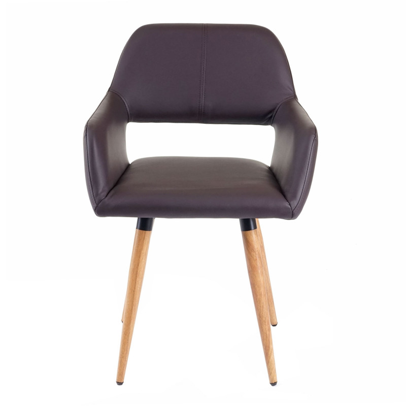 2x chaise de salle à manger II, fauteuil, style rétro années 50 - simillicuir, marron