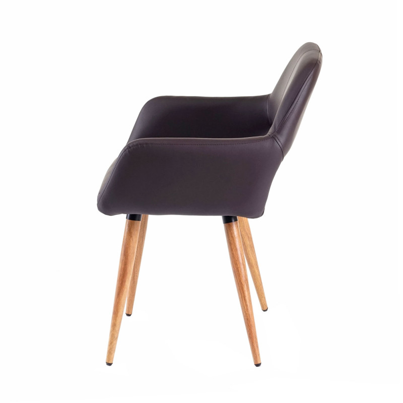 2x chaise de salle à manger II, fauteuil, style rétro années 50 - simillicuir, marron