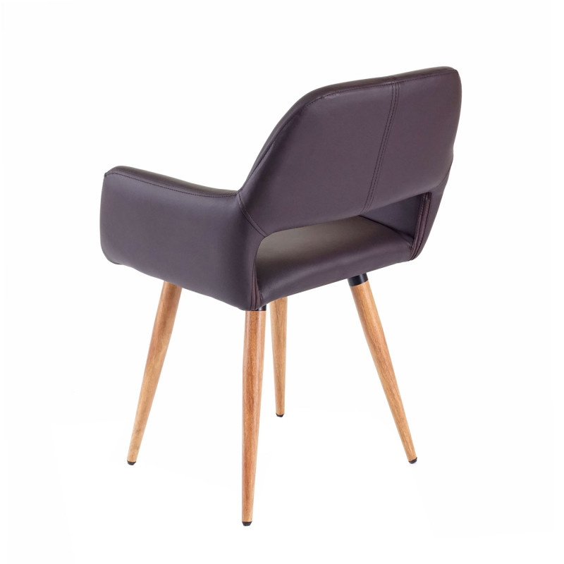 2x chaise de salle à manger II, fauteuil, style rétro années 50 - simillicuir, marron