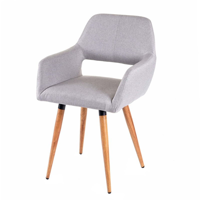 2x chaise de salle à manger II, fauteuil, style rétro années 50 - tissu, gris