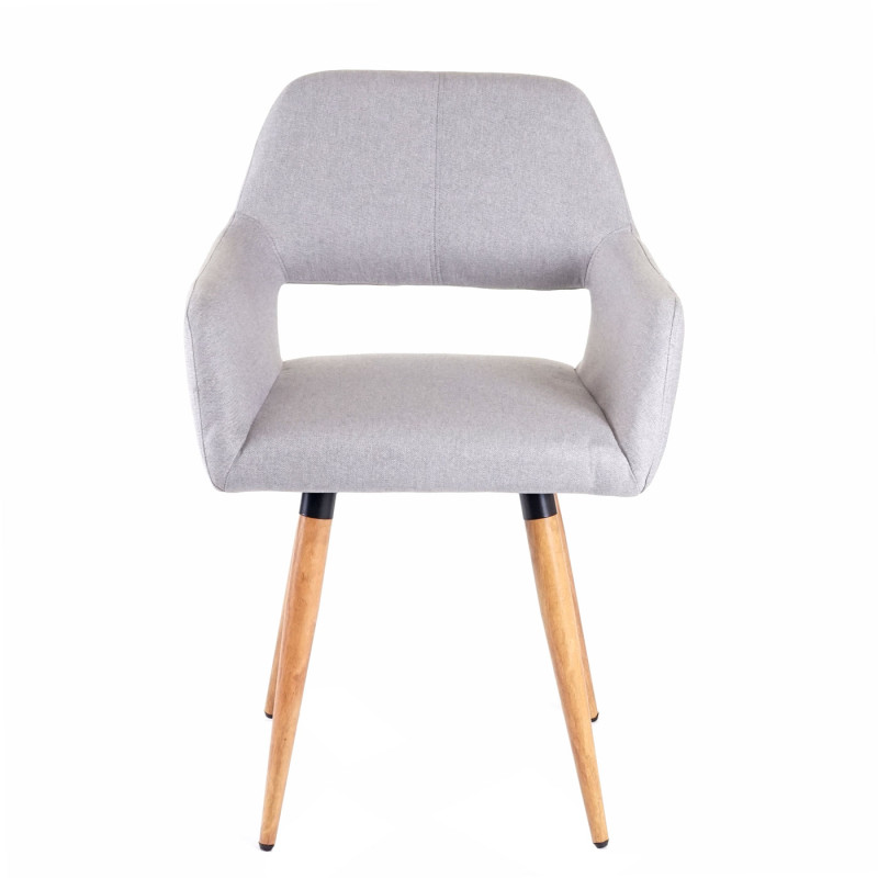 2x chaise de salle à manger II, fauteuil, style rétro années 50 - tissu, gris