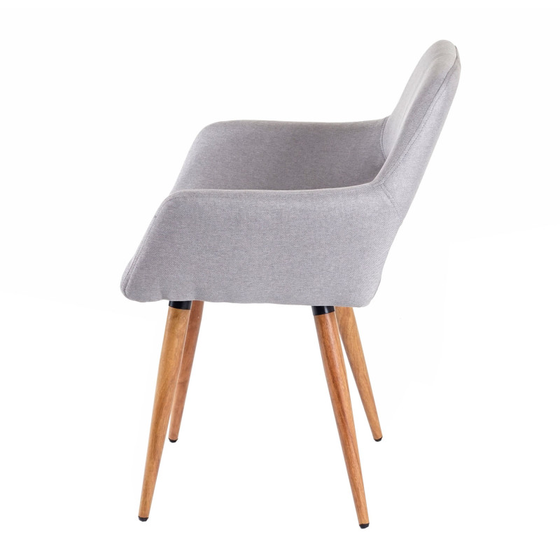 2x chaise de salle à manger II, fauteuil, style rétro années 50 - tissu, gris
