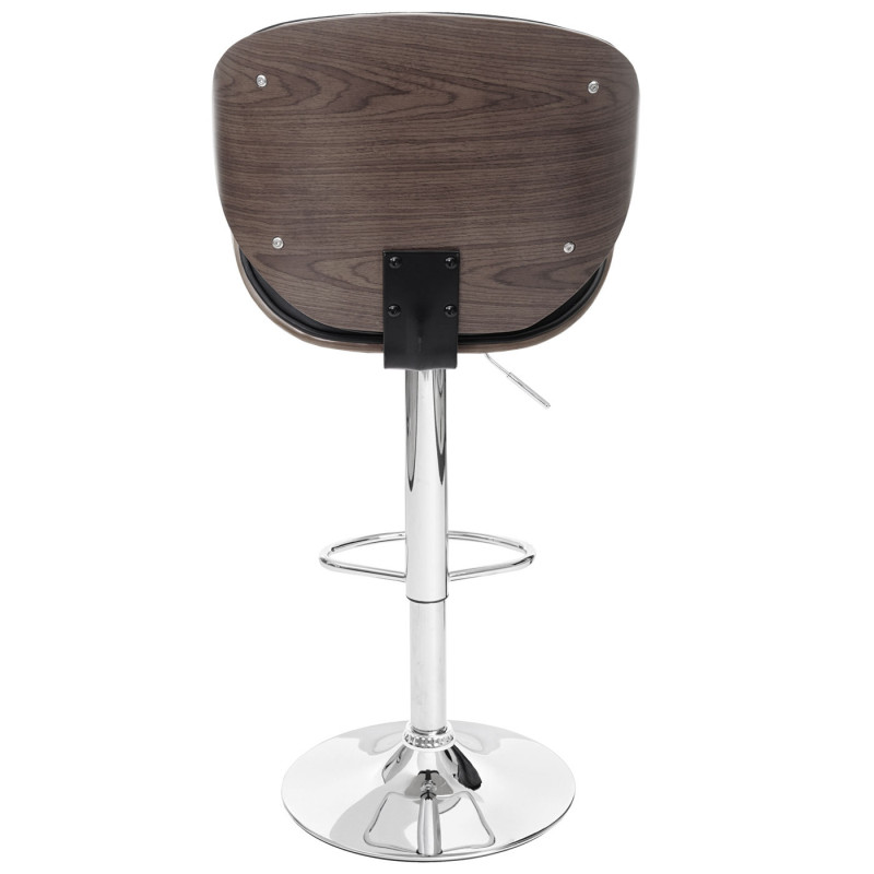 Tabouret de bar Foxrock, chaise de bar, bois courbé, design rétro - gris, similicuir noir