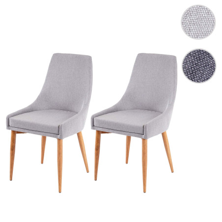 2x chaise de salle à manger II, fauteuil, style rétro - tissu gris foncé