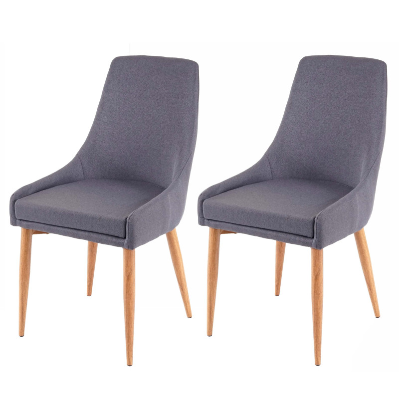 2x chaise de salle à manger II, fauteuil, style rétro - tissu gris foncé