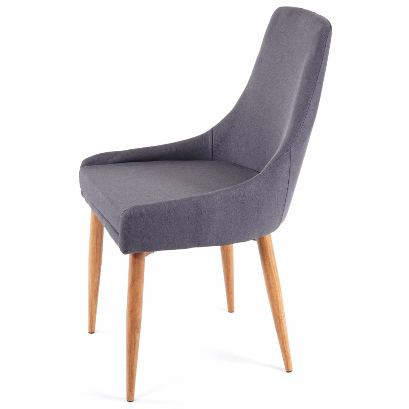 2x chaise de salle à manger II, fauteuil, style rétro - tissu gris foncé
