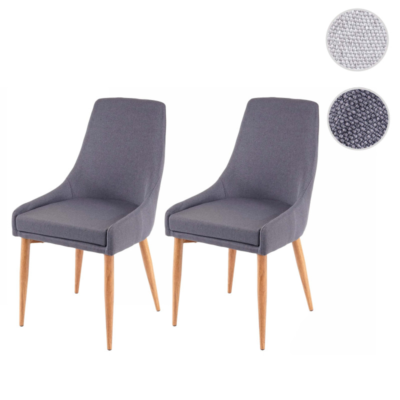 2x chaise de salle à manger II, fauteuil, style rétro - tissu gris foncé