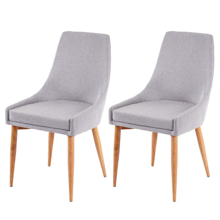 2x chaise de salle à manger II, fauteuil, style rétro - tissu gris