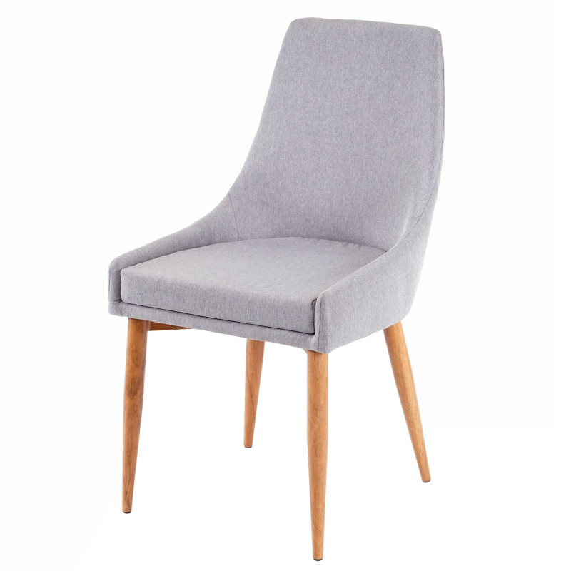 2x chaise de salle à manger II, fauteuil, style rétro - tissu gris