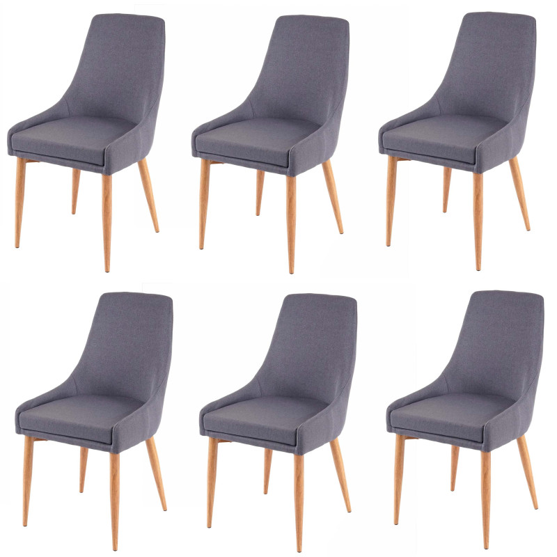 6x chaise de salle à manger II, fauteuil, style rétro - tissu gris foncé