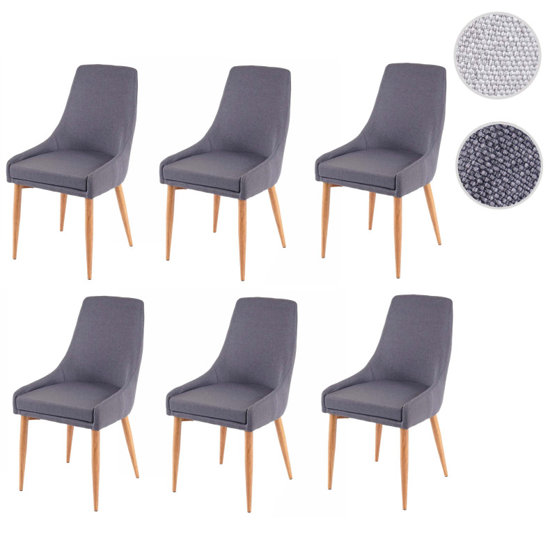 6x chaise de salle à manger II, fauteuil, style rétro - tissu gris foncé