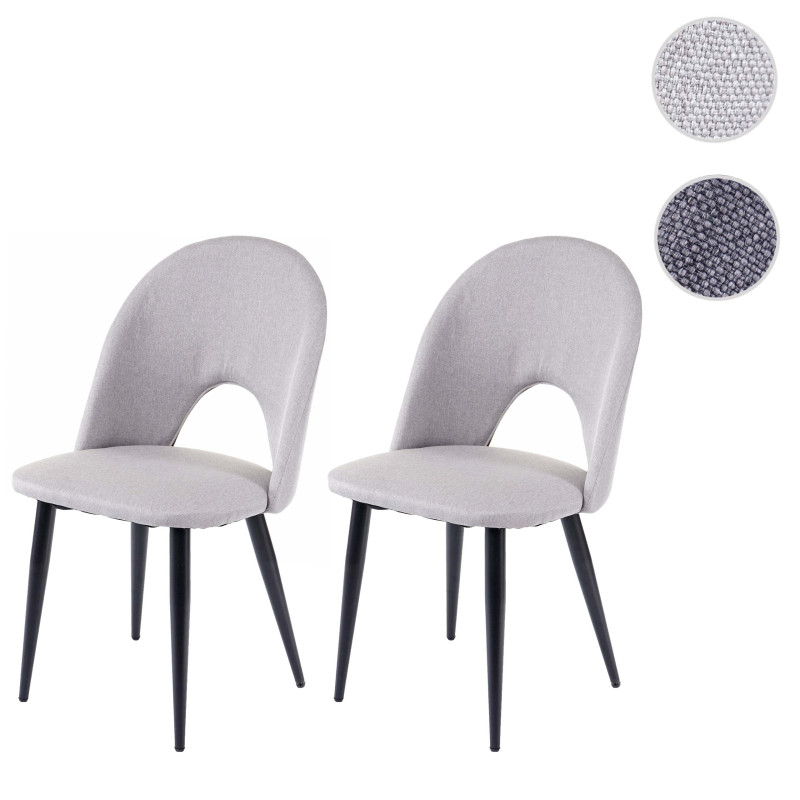 2x chaises de salle à manger fauteuil, tissu - gris foncé