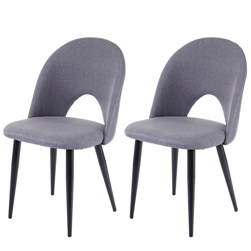 2x chaises de salle à manger fauteuil, tissu - gris foncé