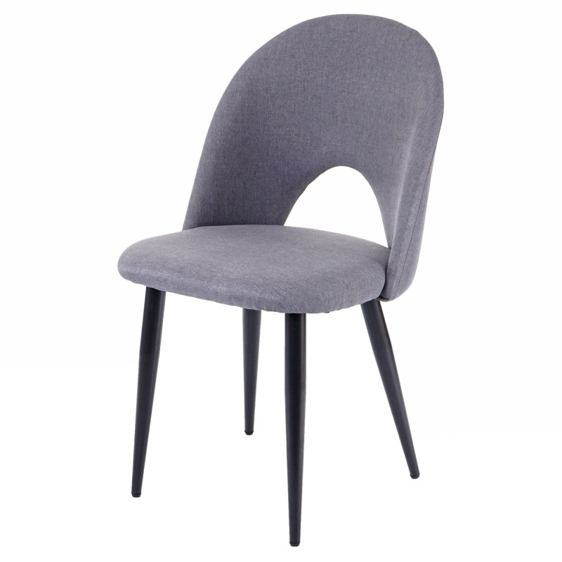 2x chaises de salle à manger fauteuil, tissu - gris foncé