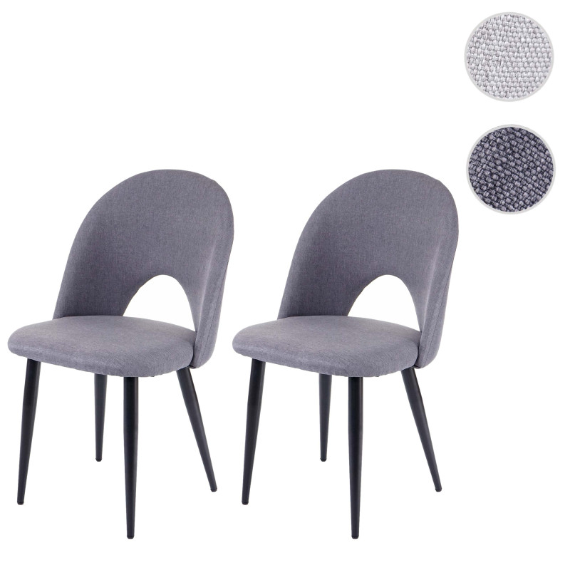 2x chaises de salle à manger fauteuil, tissu - gris foncé