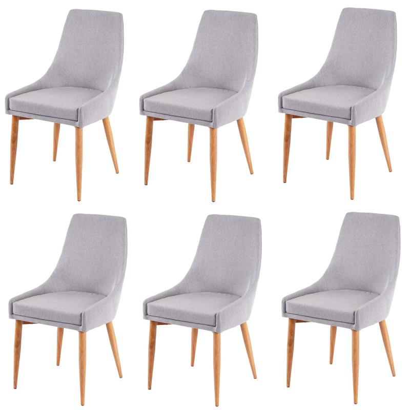 6x chaise de salle à manger II, fauteuil, style rétro - tissu gris