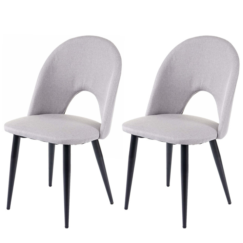 2x chaises de salle à manger fauteuil, tissu - gris