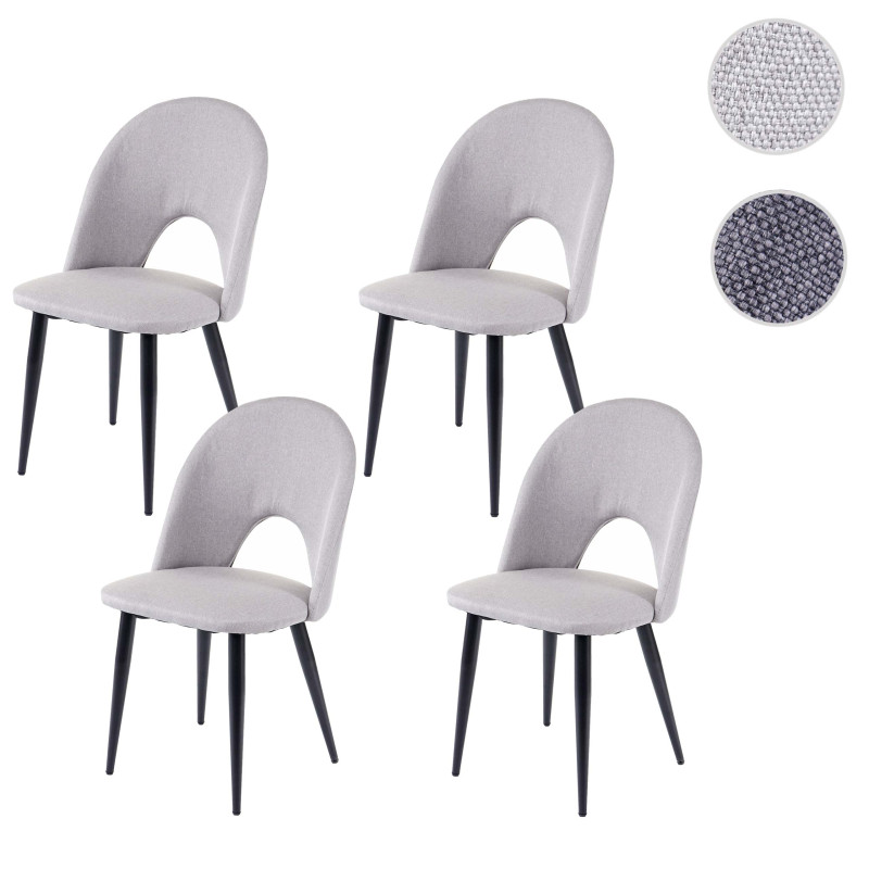 4x chaise de salle à manger , tissu/textile - gris foncé