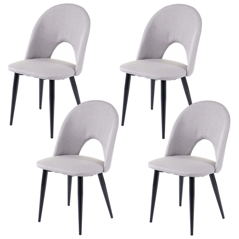 4x chaise de salle à manger fauteuil, tissu - gris