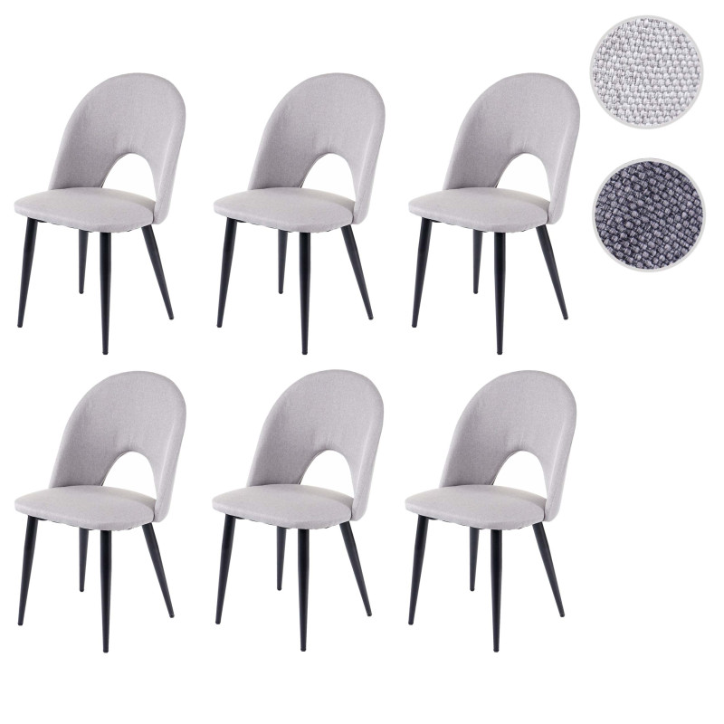 6x chaise de salle à manger , tissu/textile - gris foncé