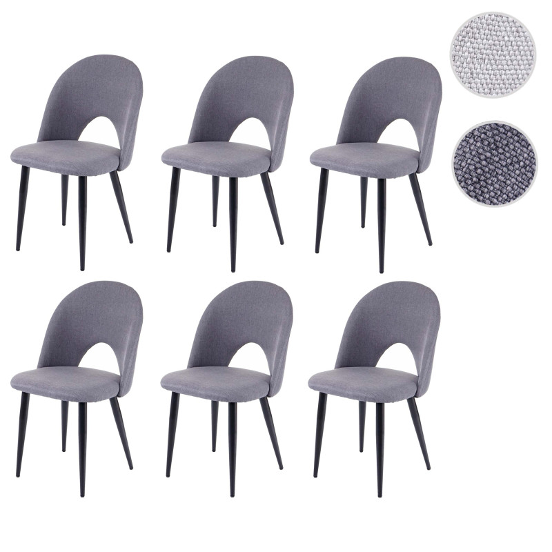 6x chaise de salle à manger , tissu/textile - gris foncé