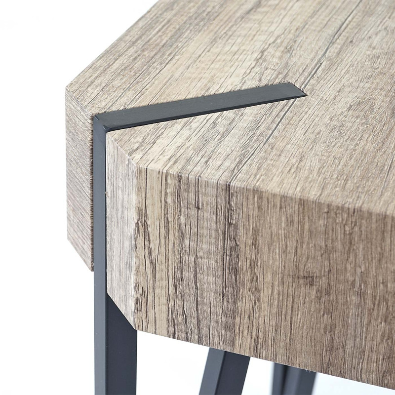 Table basse de salon Kos T574, certifié MVG, 52x50x50cm - chêne sauvage, pieds foncés en métal