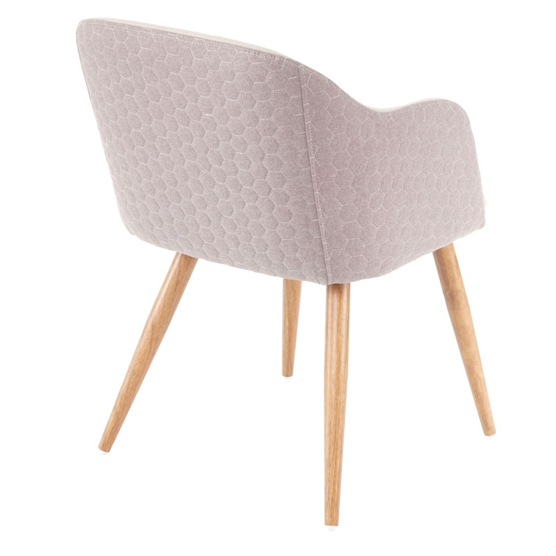 2x chaise de séjour/salle à manger fauteuil, design rétro, accoudoirs, tissu - couleur crème-beige