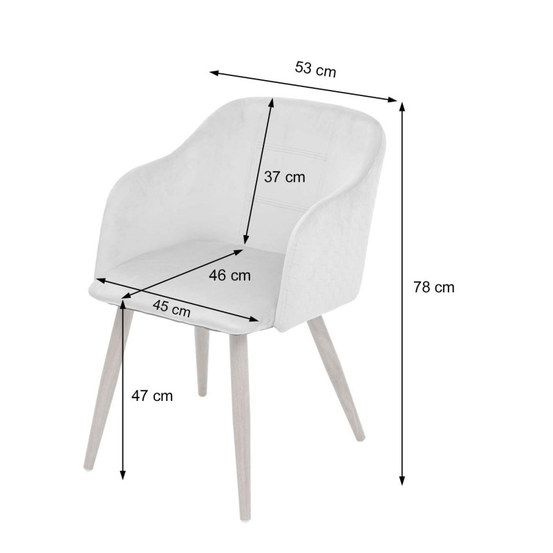 6x chaise de salle à manger , design rétro, accoudoirs, tissu - gris clair/gris