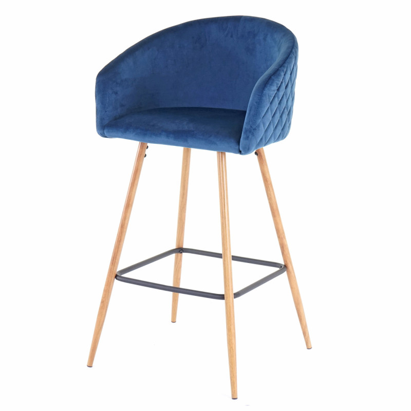 2x tabouret de bar chaise bar/comptoir, avec dossier, tissu - velours, couleur pétrole