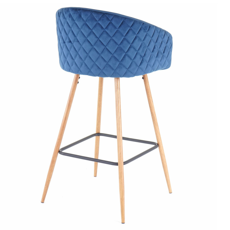 2x tabouret de bar chaise bar/comptoir, avec dossier, tissu - velours, couleur pétrole