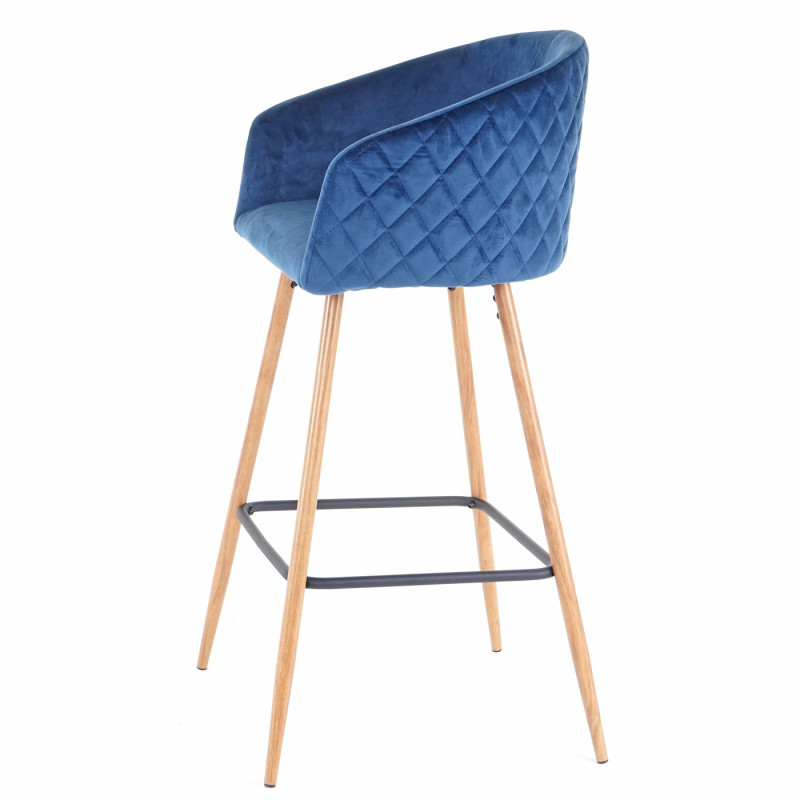 2x tabouret de bar chaise bar/comptoir, avec dossier, tissu - velours, couleur pétrole