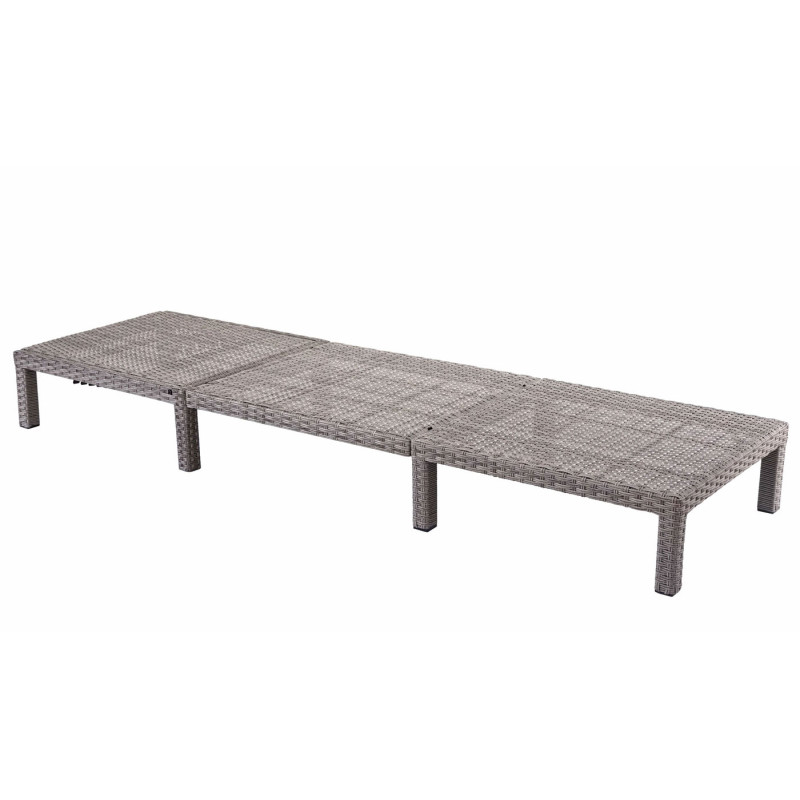 Chaise longue en polyrotin, transat de jardin - Premium gris, coussin gris foncé