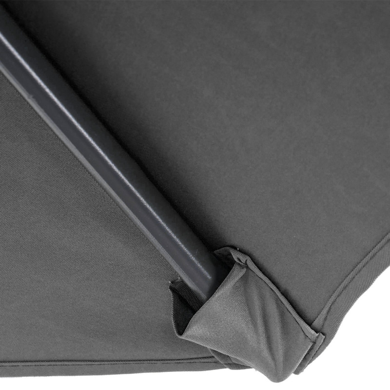 Parasol déporté Acerra, protection contre le soleil, Ø 3m inclinable, polyester/acier 11kg - gris sans socle