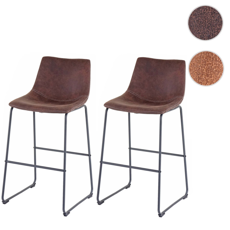 2x tabouret de bar chaise bar/comptoir, tissu - style vintage, imitation de daim