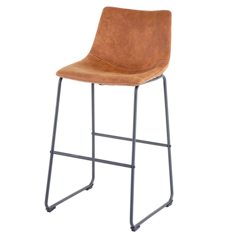 2x tabouret de bar chaise bar/comptoir, tissu - style vintage, imitation de daim