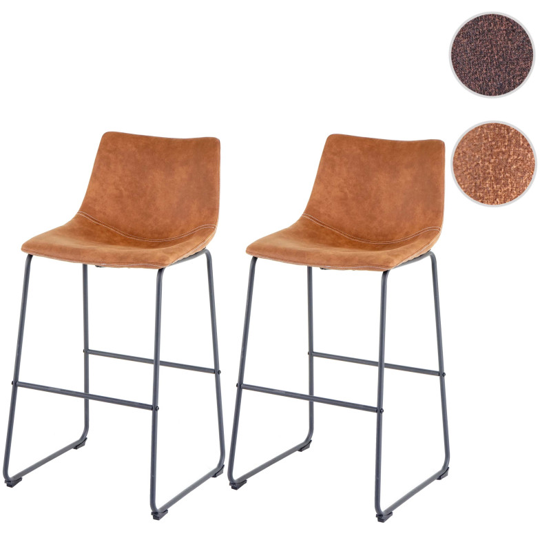 2x tabouret de bar chaise bar/comptoir, tissu - style vintage, imitation de daim