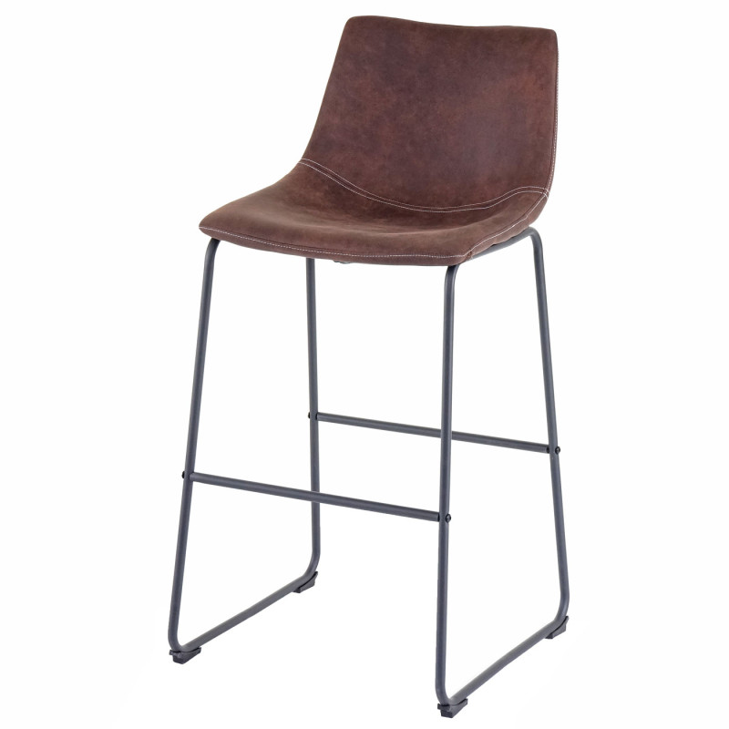 2x tabouret de bar chaise bar/comptoir, tissu - style vintage, marron foncé