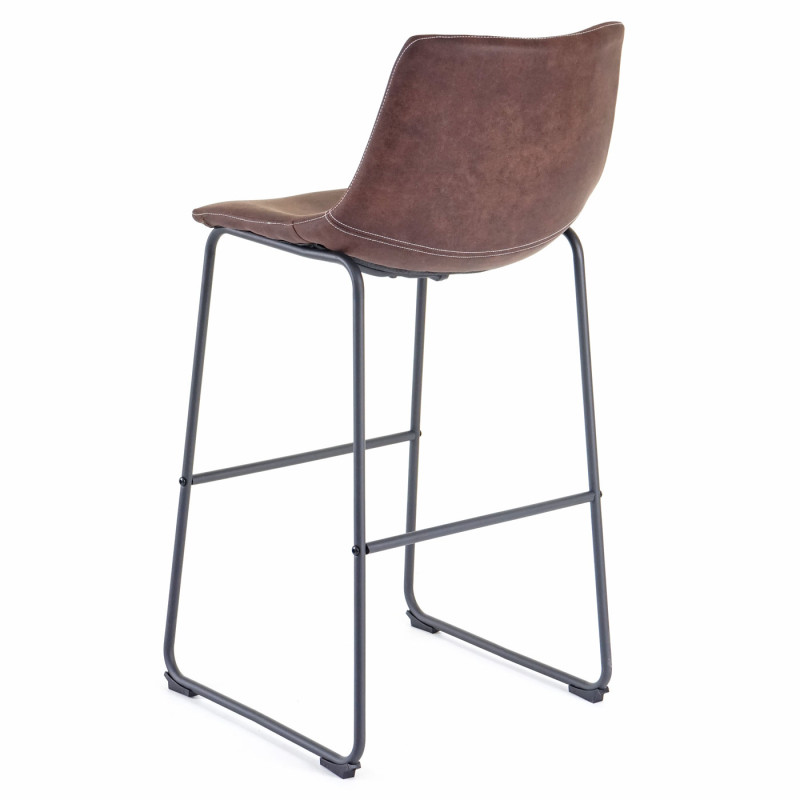 2x tabouret de bar chaise bar/comptoir, tissu - style vintage, marron foncé