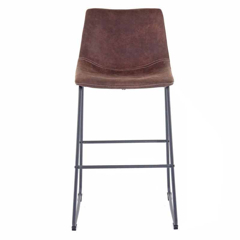 2x tabouret de bar chaise bar/comptoir, tissu - style vintage, marron foncé