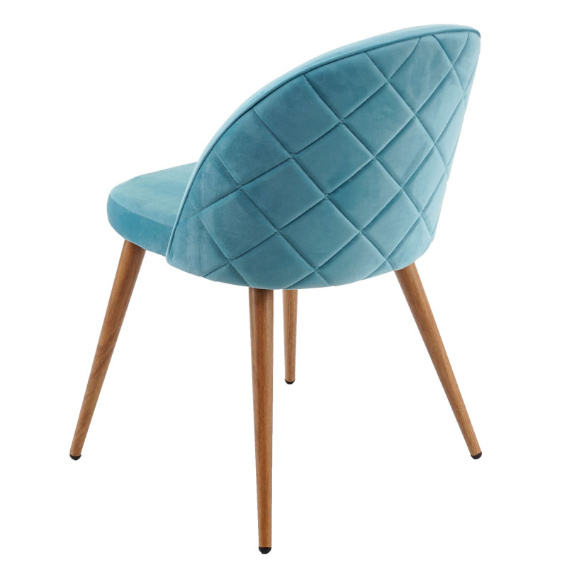 2x chaise de salle à manger fauteuil, style rétro années 50, en velours - bleu turquoise