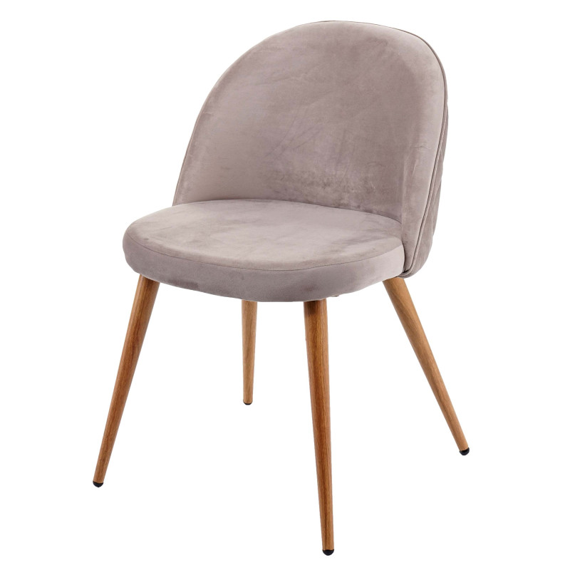 2x chaise de salle à manger fauteuil, style rétro années 50, en velours - gris-brun