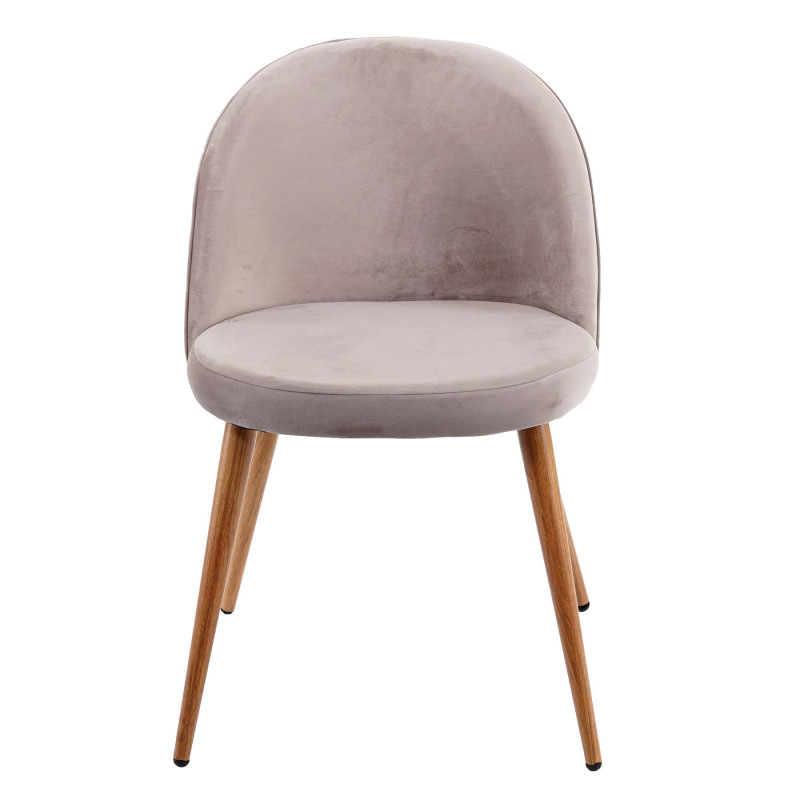 2x chaise de salle à manger fauteuil, style rétro années 50, en velours - gris-brun
