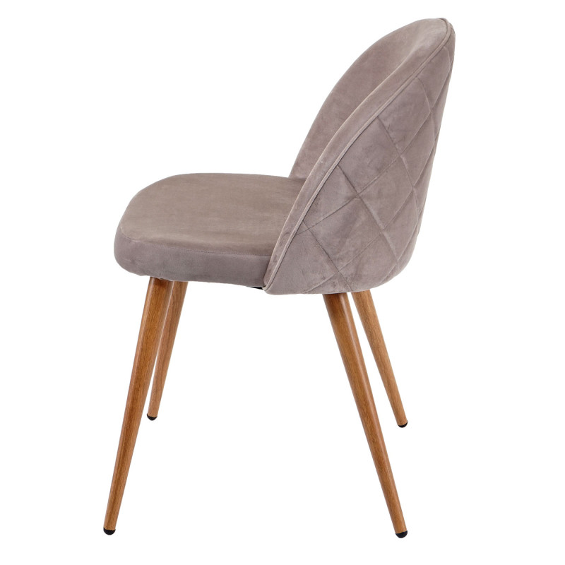 2x chaise de salle à manger fauteuil, style rétro années 50, en velours - gris-brun