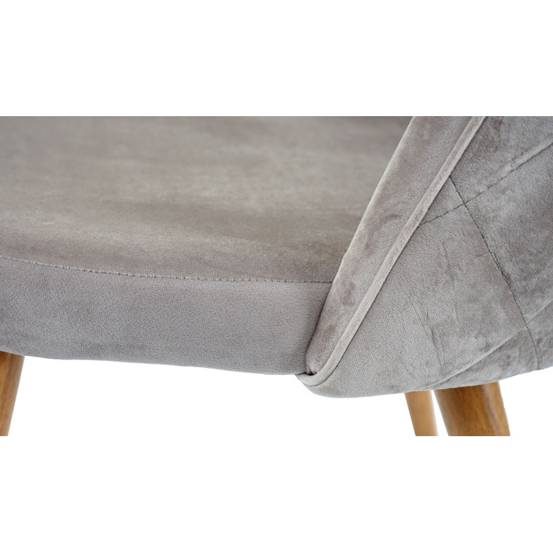 2x chaise de salle à manger fauteuil, style rétro années 50, en velours - gris-brun