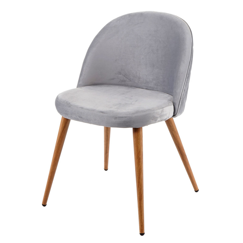 2x chaise de salle à manger fauteuil, style rétro années 50, en velours - gris clair