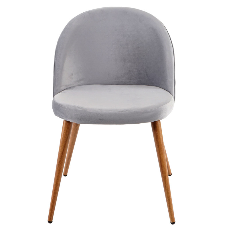 2x chaise de salle à manger fauteuil, style rétro années 50, en velours - gris clair