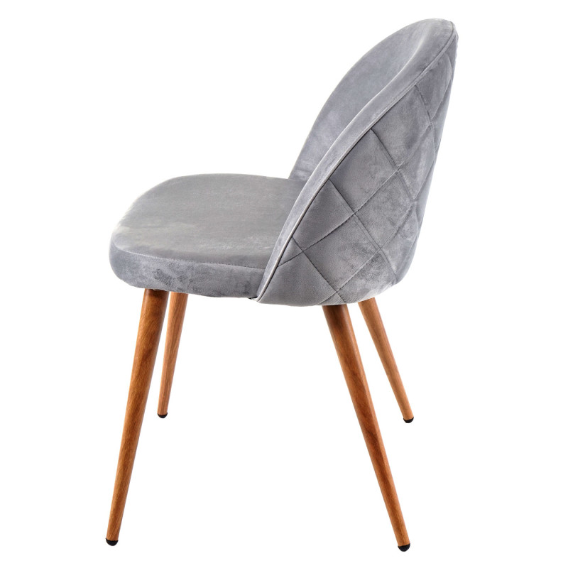 2x chaise de salle à manger fauteuil, style rétro années 50, en velours - gris clair