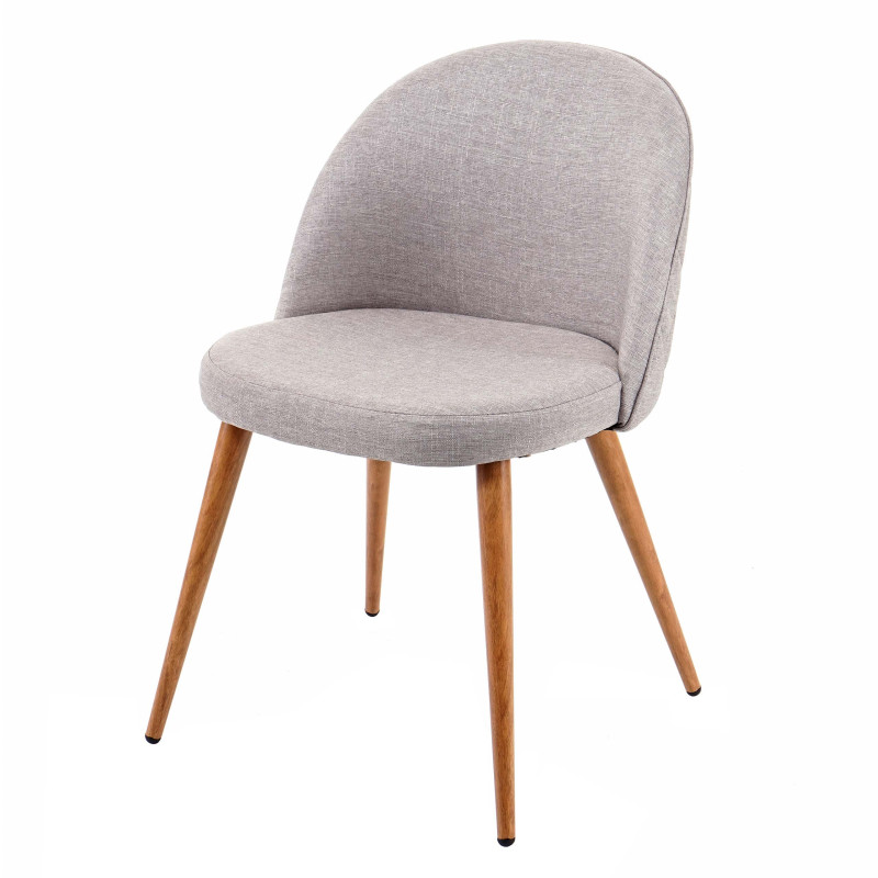 2x chaise de salle à manger fauteuil, style rétro années 50, en tissu - gris clair