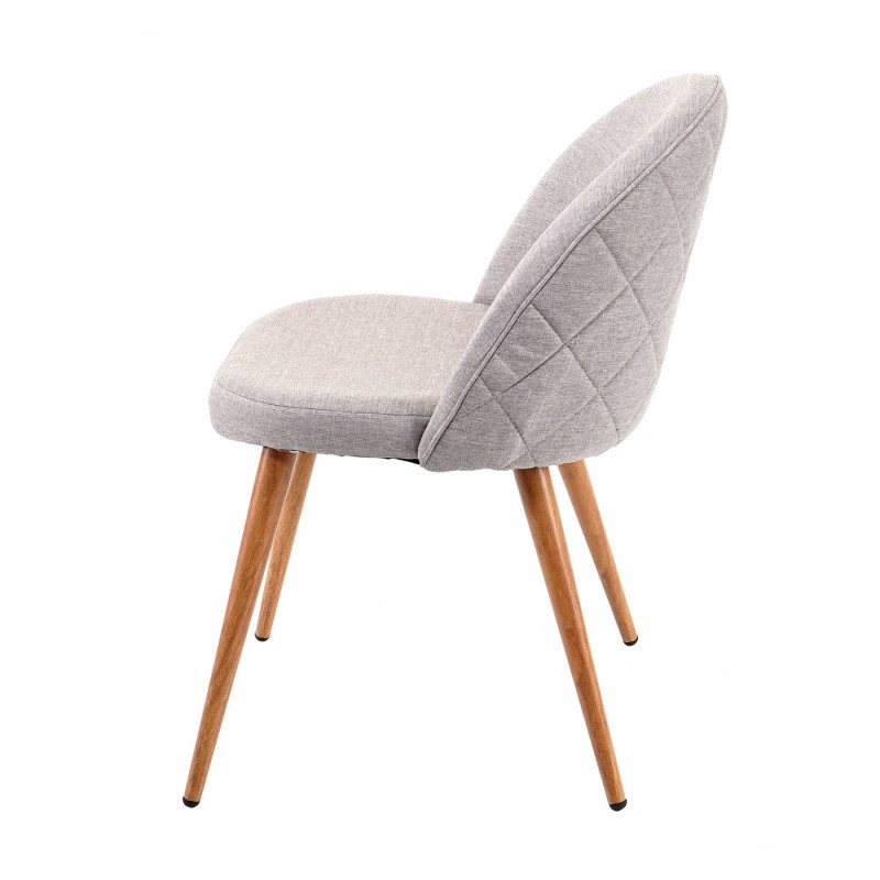 2x chaise de salle à manger fauteuil, style rétro années 50, en tissu - gris clair