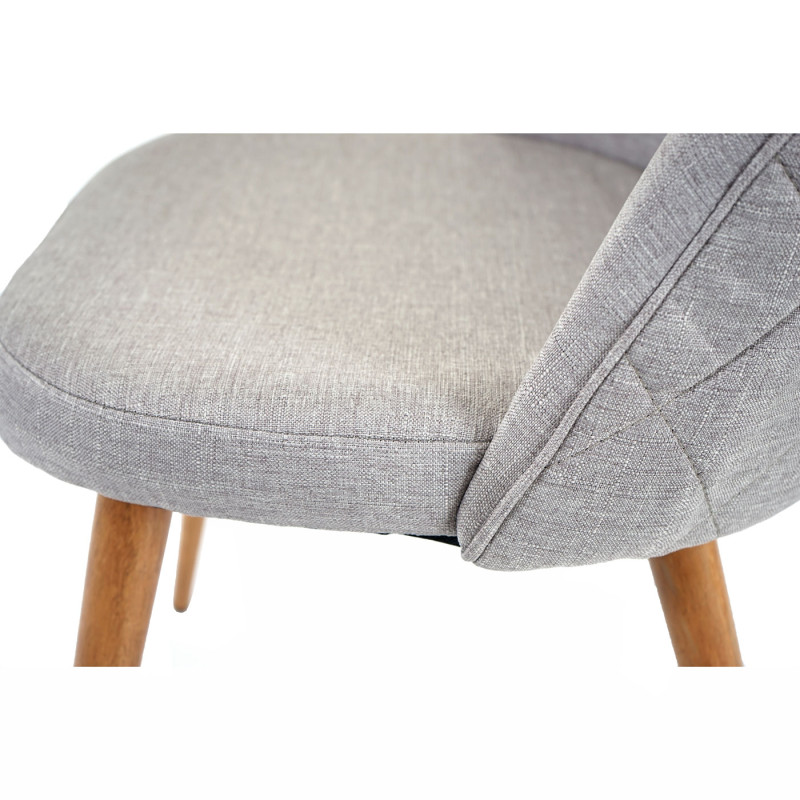 2x chaise de salle à manger fauteuil, style rétro années 50, en tissu - gris clair